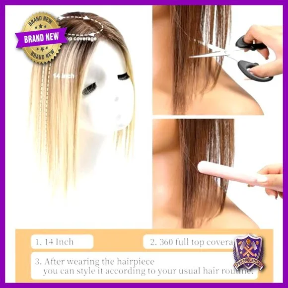 Human Hair Topper Handcrafted Breathable High Fit Adds Volume Covers Sparse Hair